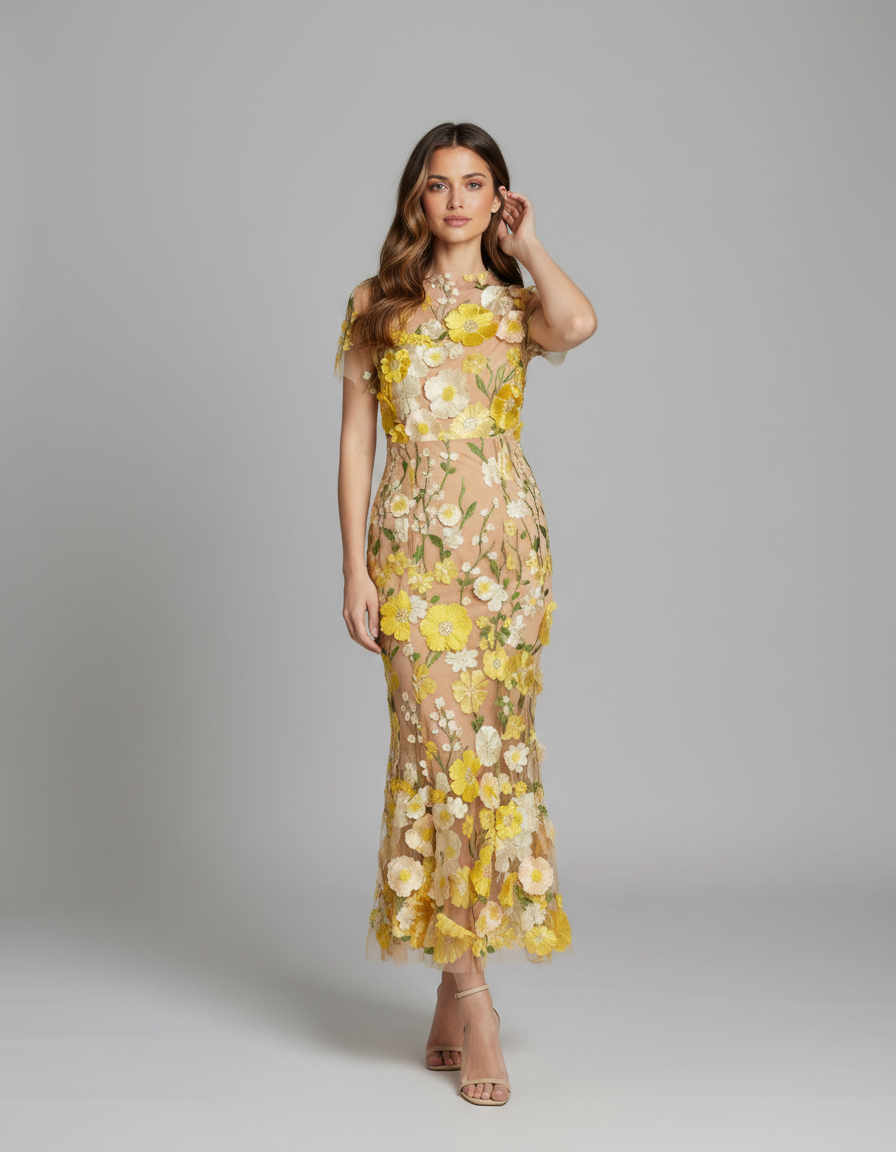 Urszula Sheer Embroidered Maxi Dress