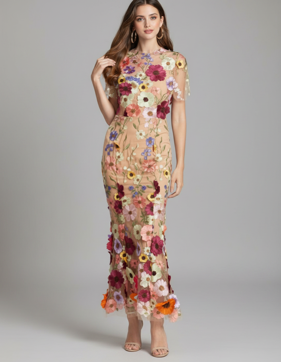 Urszula Sheer Embroidered Maxi Dress