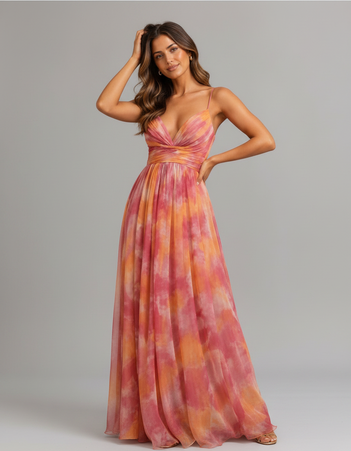 Teodora Multicolour V-Neck Slip Maxi Dress