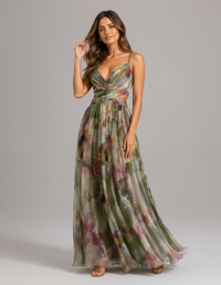 Teodora Multicolour V-Neck Slip Maxi Dress