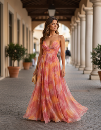 Teodora Multicolour V-Neck Slip Maxi Dress