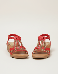 Marzena Crystal T-Strap Platform Wedge Sandals