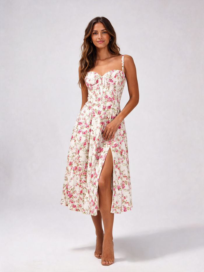 Katinka Bustier-Waist Midi Dress