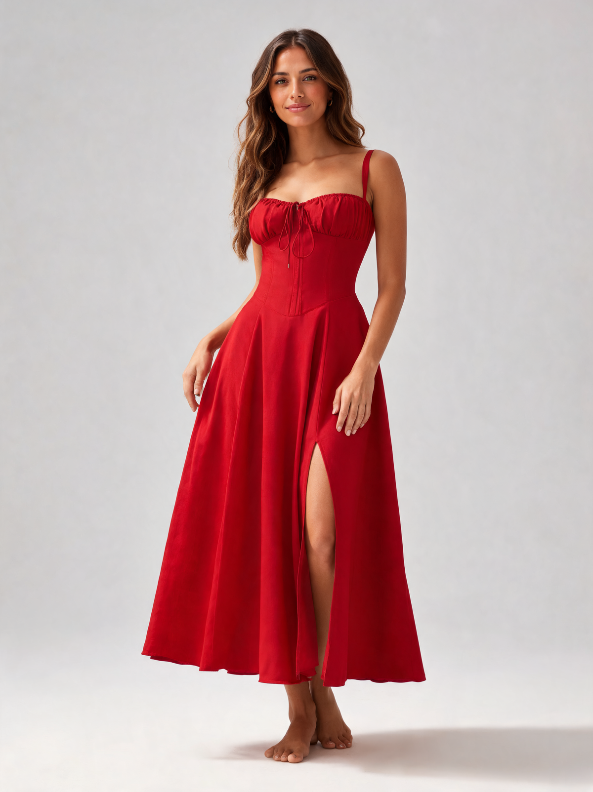 Katinka Bustier-Waist Midi Dress