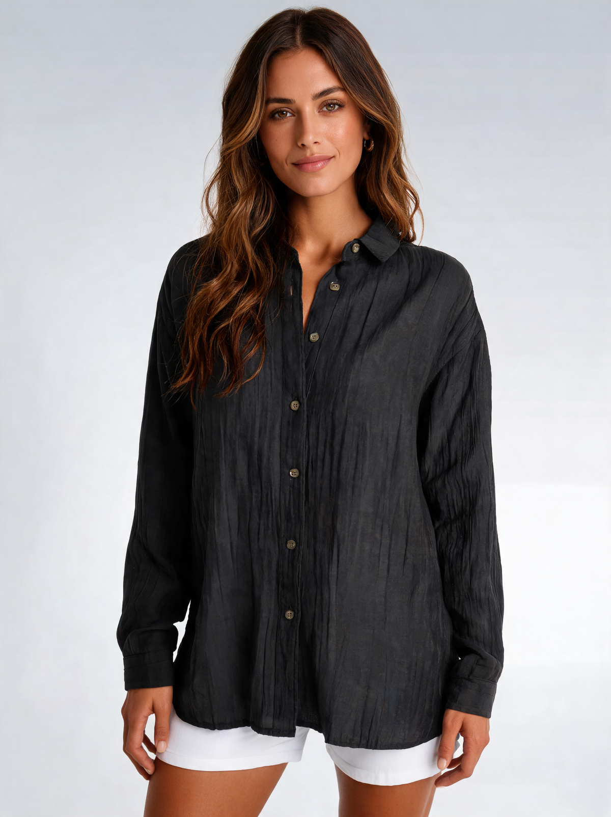 Hannelore Oversized Linen Button-Down Shirt