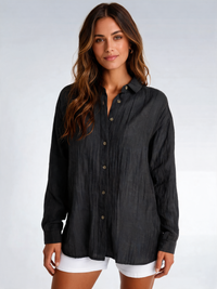 Hannelore Oversized Linen Button-Down Shirt
