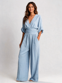 Domitilla Wrap V-Neck Wide-Leg Jumpsuit