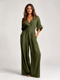 Domitilla Wrap V-Neck Wide-Leg Jumpsuit