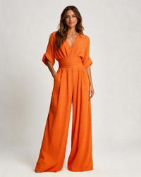 Domitilla Wrap V-Neck Wide-Leg Jumpsuit