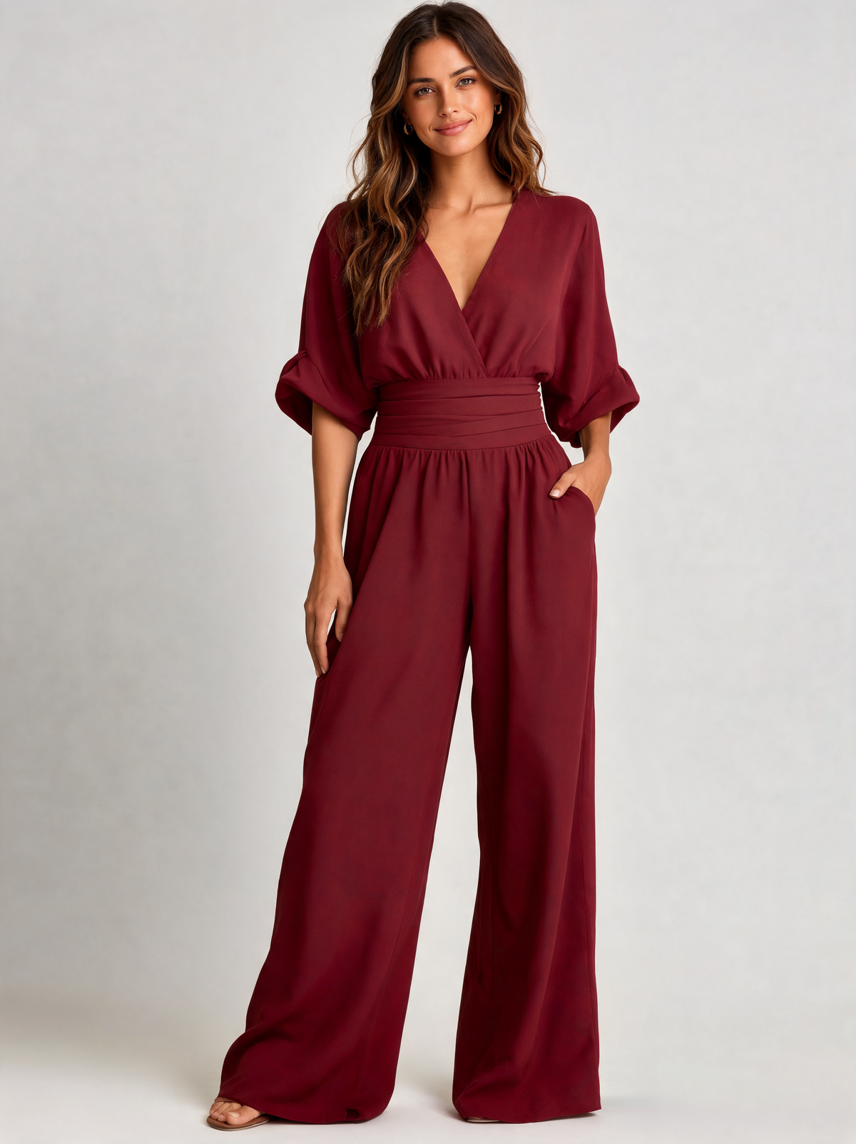 Domitilla Wrap V-Neck Wide-Leg Jumpsuit