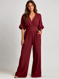 Domitilla Wrap V-Neck Wide-Leg Jumpsuit