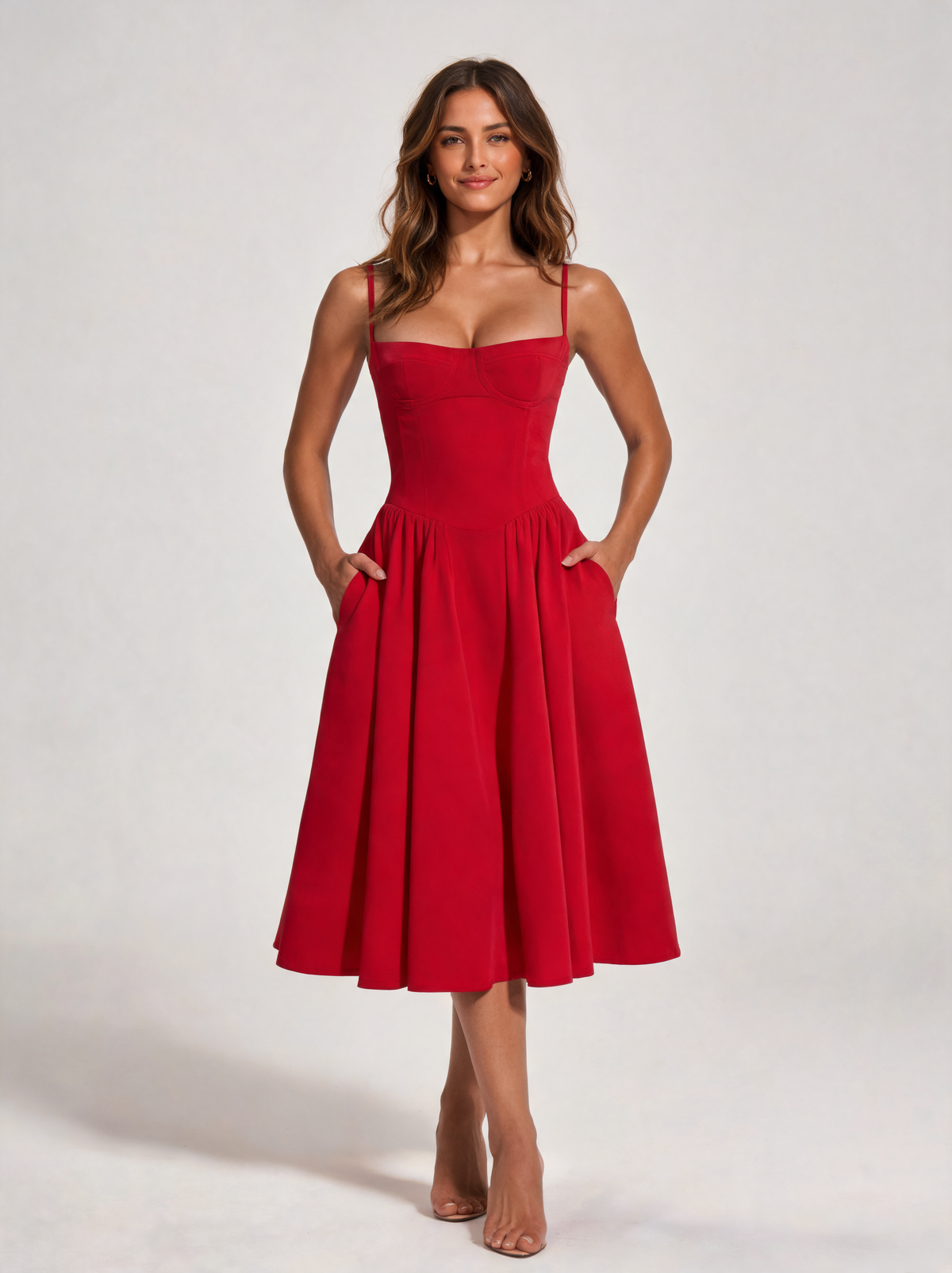 Celandine Sweetheart Corset Midi Dress