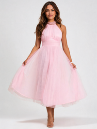 Amandra Fitted-Bodice Flowing Maxi Dress
