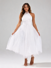 Amandra Fitted-Bodice Flowing Maxi Dress