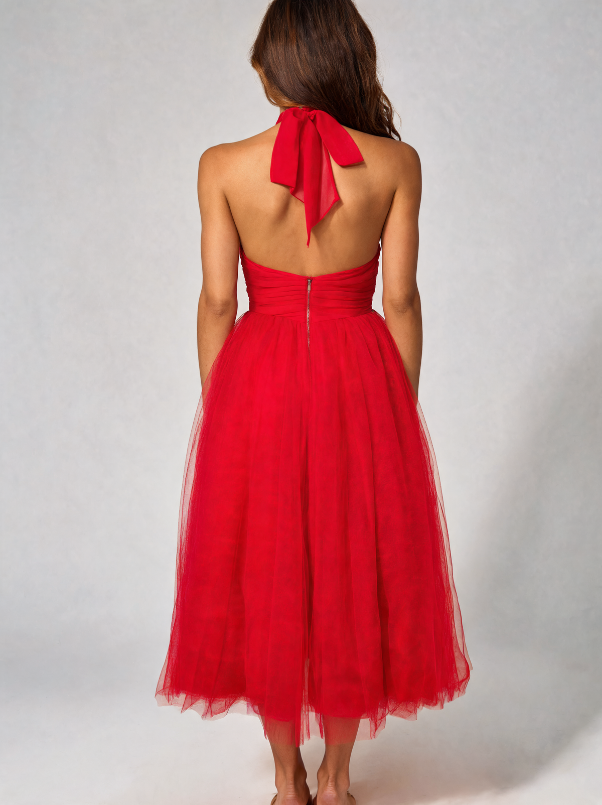 Amandra Fitted-Bodice Flowing Maxi Dress