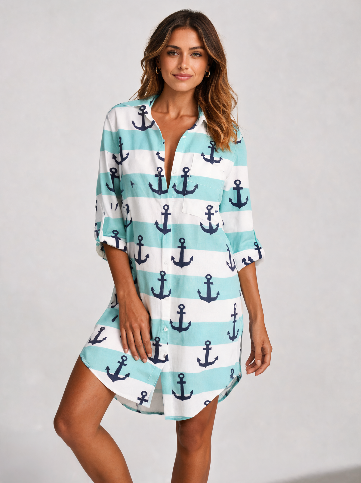 Zelina Printed Relaxed-Fit Shirt Dress
