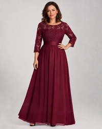 Ulyssa Curve Lace-Bodice Ruched-Waist Evening Gown