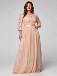 Ulyssa Curve Lace-Bodice Ruched-Waist Evening Gown