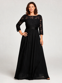 Ulyssa Curve Lace-Bodice Ruched-Waist Evening Gown