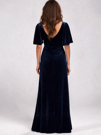 Keziah Double V-Neck Velvet Evening Gown