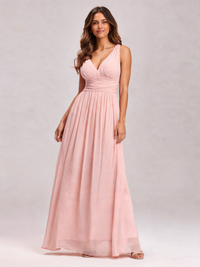 Wilhelmina Sleeveless V-Neck Chiffon Evening Gown