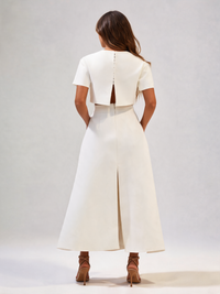 Jovienne 3D Floral-Appliqué Crop Top & Skirt Set