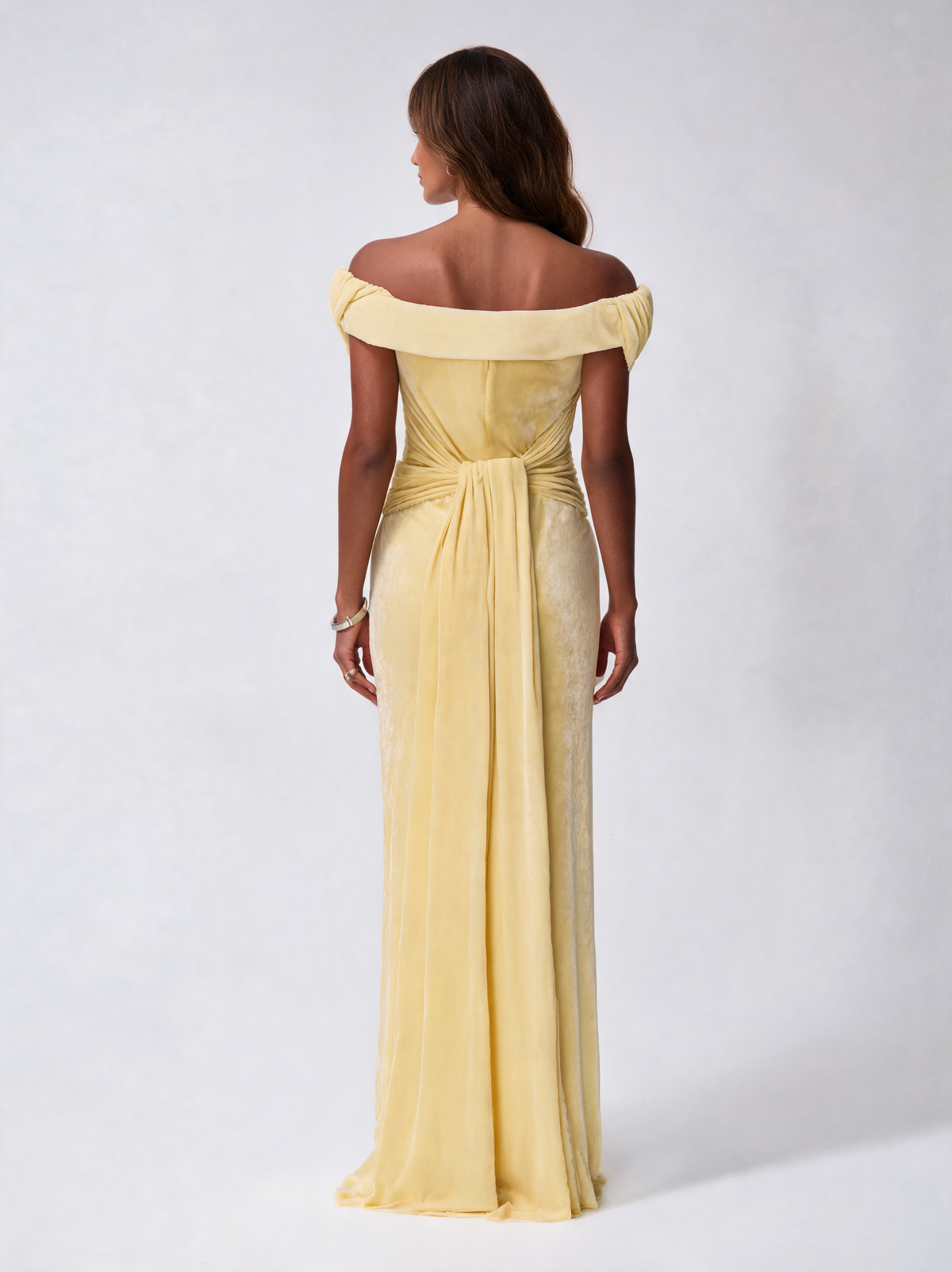 Idalia Off-Shoulder Ruched Maxi Dress - Yellow
