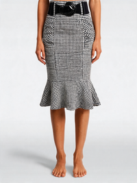 Clemency Shirred Mermaid-Hem Pencil Midi Skirt