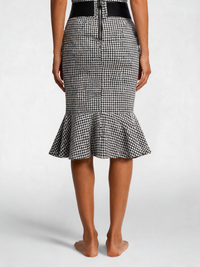 Clemency Shirred Mermaid-Hem Pencil Midi Skirt