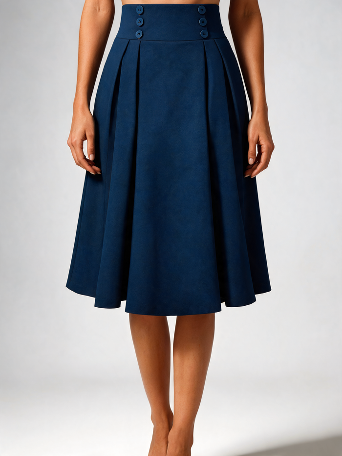 Carmina Pleated A-Line Midi Skirt & Petticoat Options
