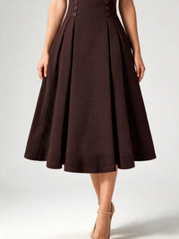 Carmina Pleated A-Line Midi Skirt & Petticoat Options