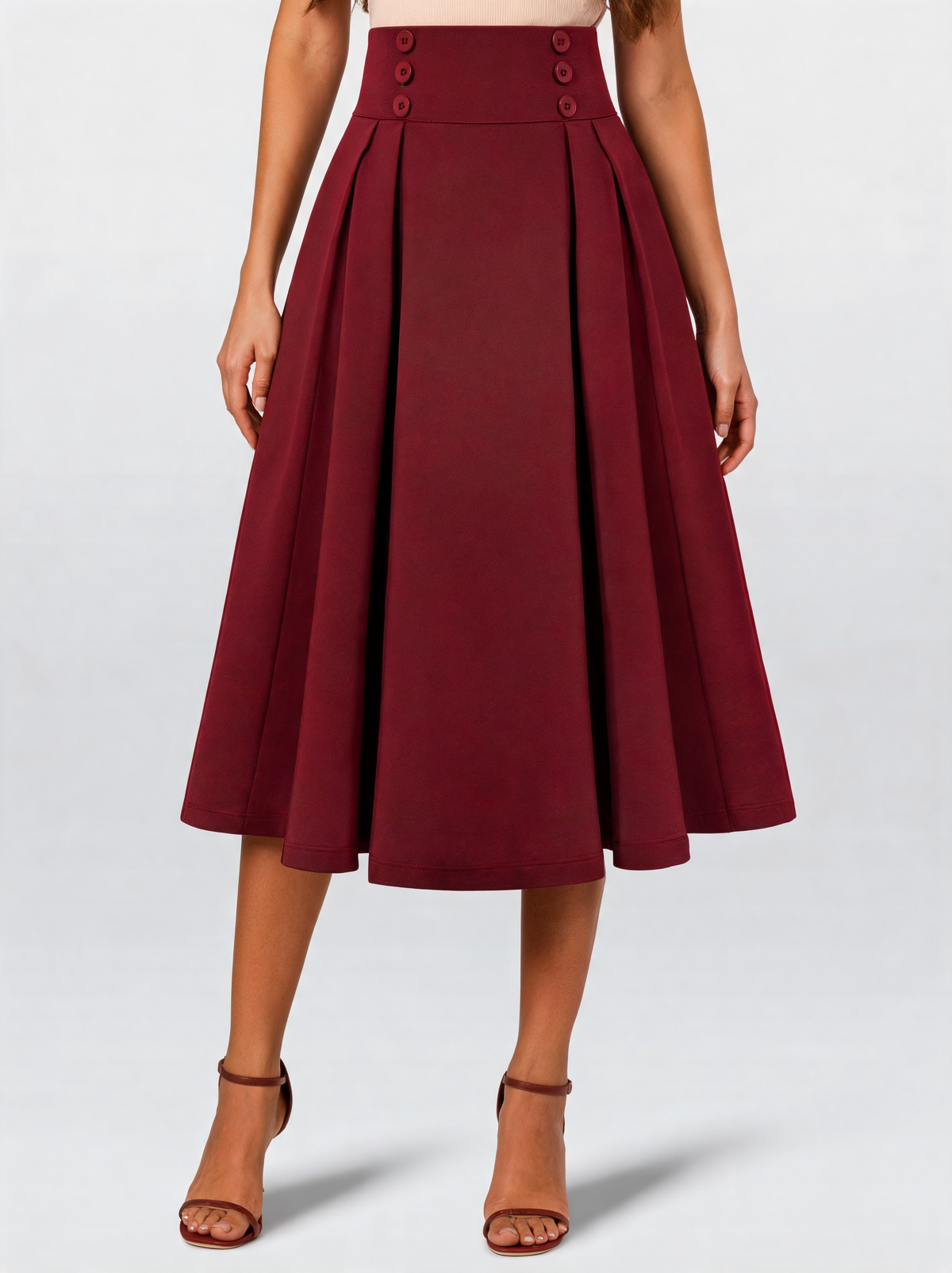 Carmina Pleated A-Line Midi Skirt & Petticoat Options