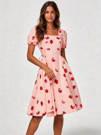 Ardelia Sweetheart Puff-Sleeve Split Mini Dress