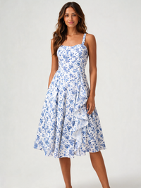 Amelina Chiffon Ruffle Spaghetti-Strap Maxi Dress