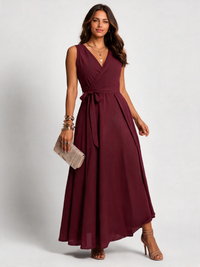 Ghislaine Chiffon V-Neck Wrap Maxi Dress
