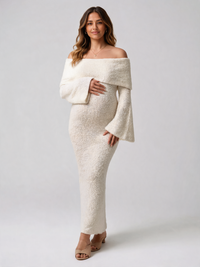 Floriane Maternity Off-Shoulder Knit Midi Dress