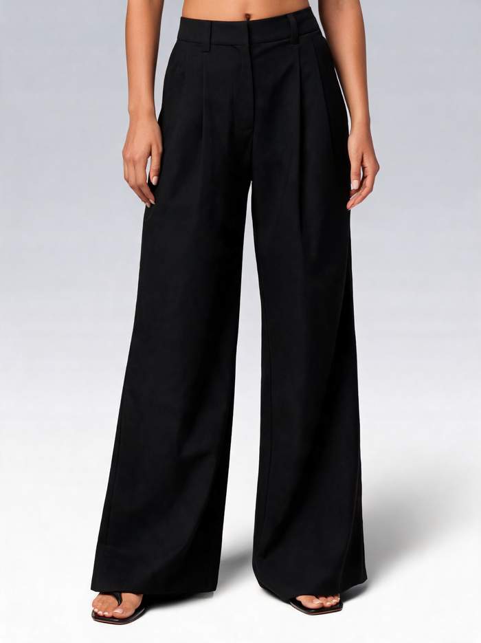 Margaux Solid Wide-Leg Trousers (Belt Not Included)