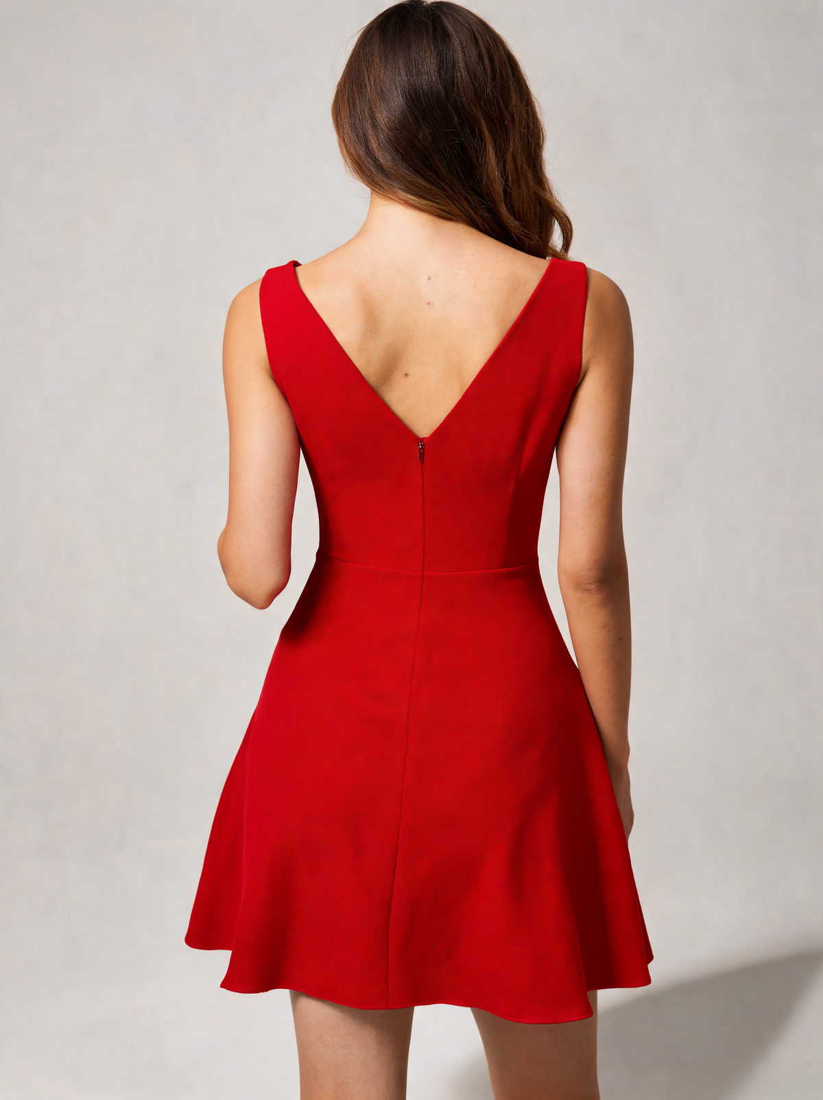 Agnese Boat-Neck A-Line Mini Dress - Red
