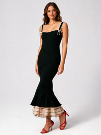 Blanche Sweetheart-Neck Mermaid Maxi Dress - Black