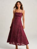 Lorena Jacquard Cross-Back Maxi Dress - Wine Red