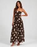 Eloise Polka-Dot Mesh Wrap Midi Dress - Black