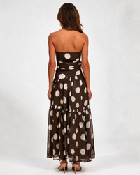 Eloise Polka-Dot Mesh Wrap Midi Dress - Black