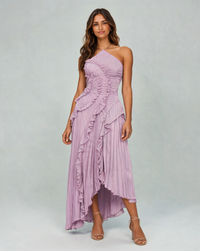 Seraphine Pleated Ruffle Halter Maxi Dress