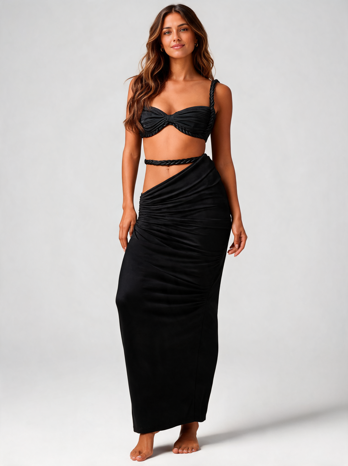 Cutenew Pleated Camisole & Maxi Skirt Set