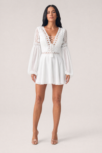 Isla Lace Mini Dress — White grey studio variant image