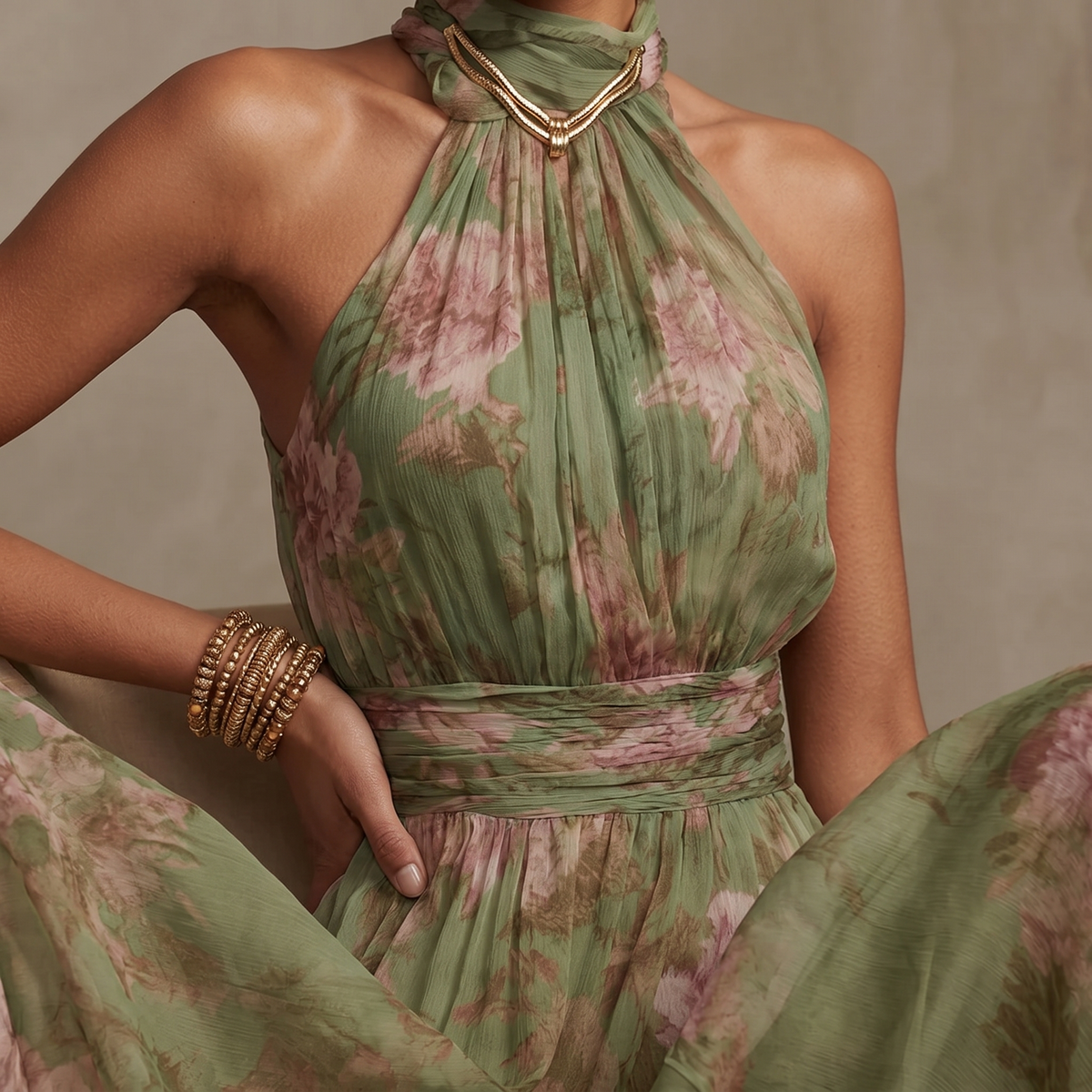 Rosalie Floral Halter Summer Maxi Dress - product image 7