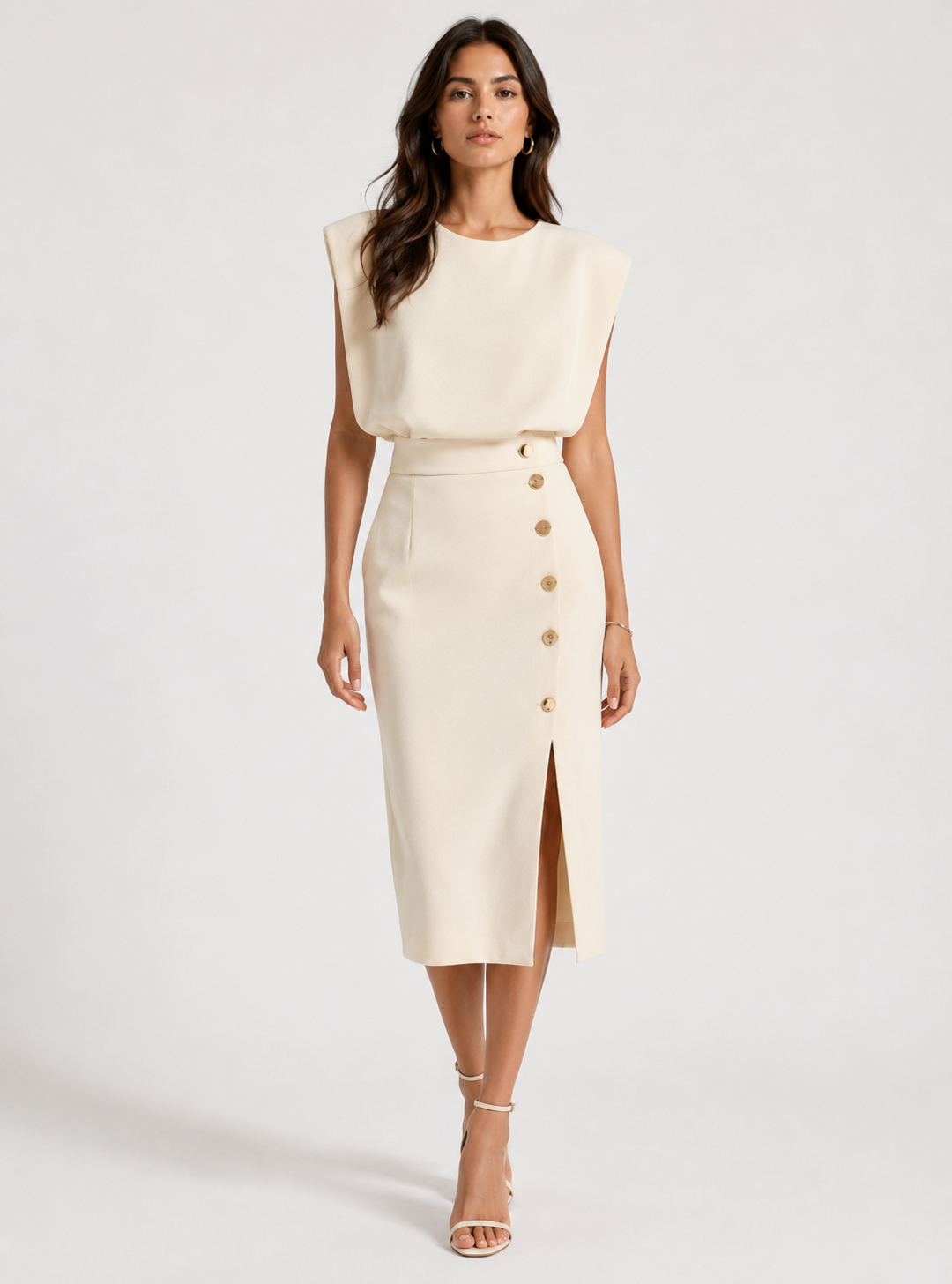 Camille Structured Button-Front Midi Dress - product image 1