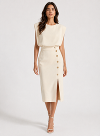 Camille Structured Button-Front Midi Dress - product image 1