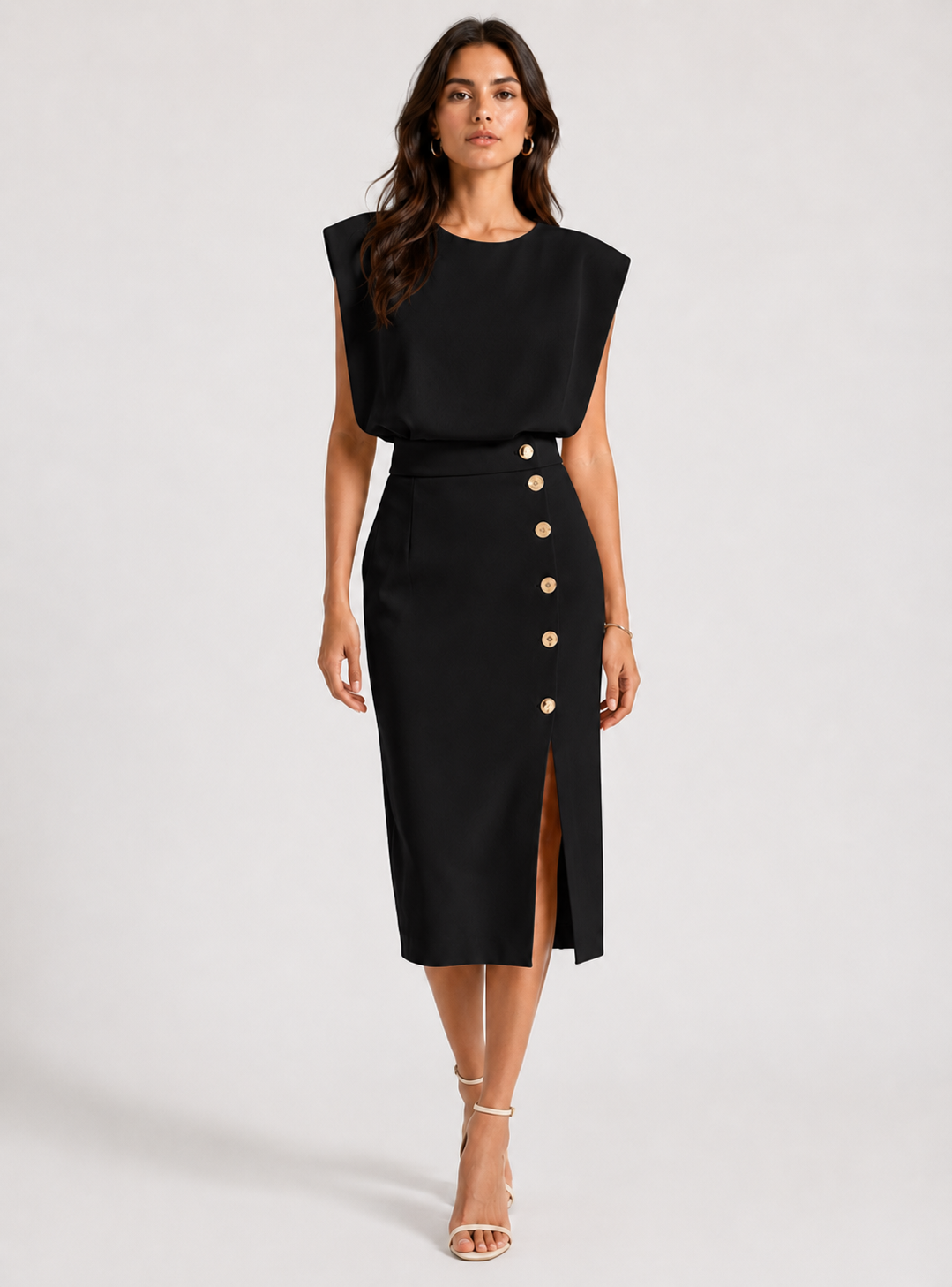 Camille Structured Button-Front Midi Dress - product image 4