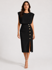 Camille Structured Button-Front Midi Dress - product image 4